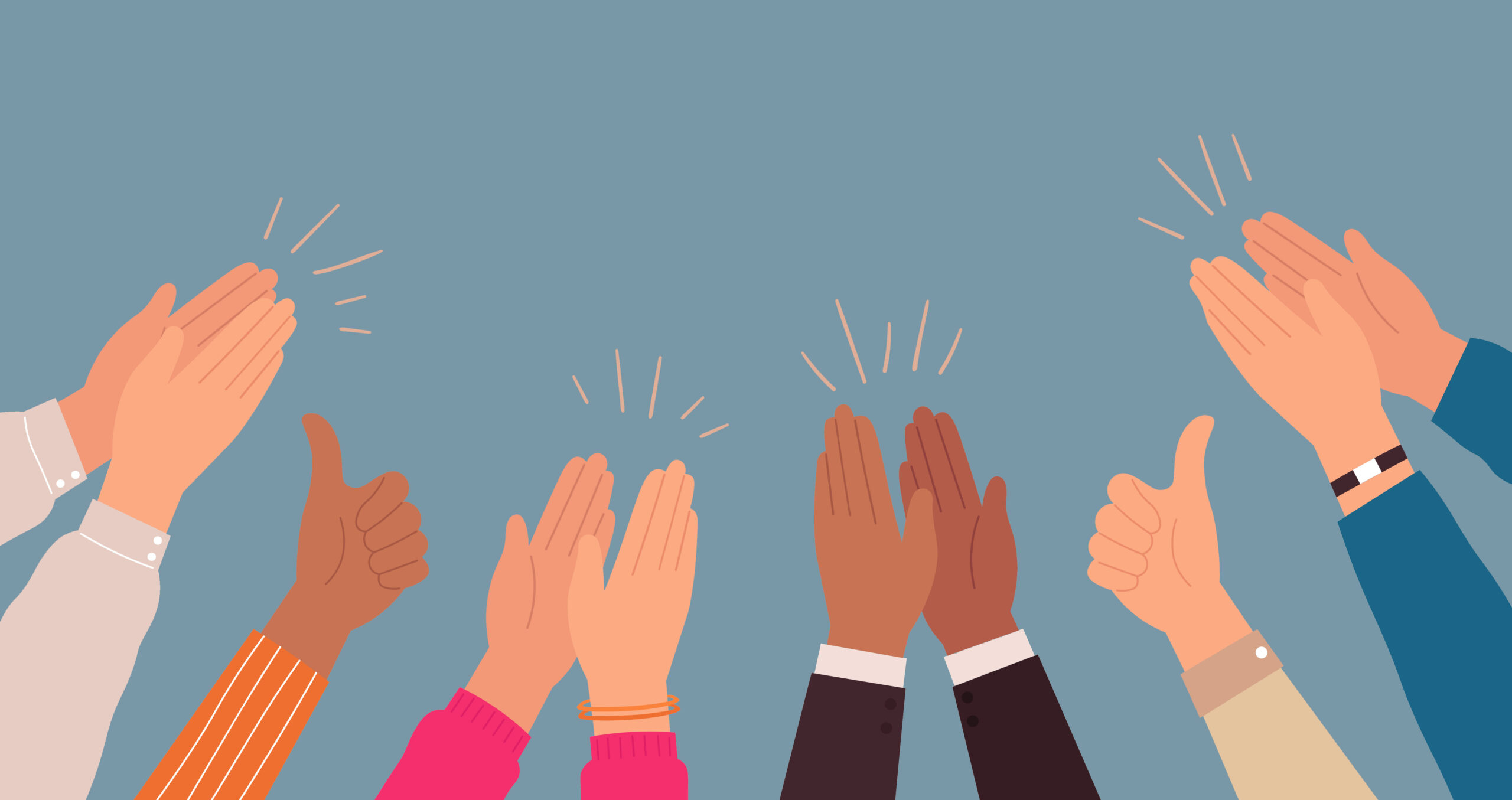 A group of people clapping their hands together.
